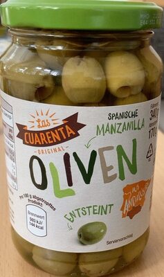 grüne Oliven entsteint