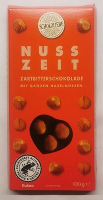 Nusszeit - Zartbitter-Schokolade mit ganzen Haselnüssen